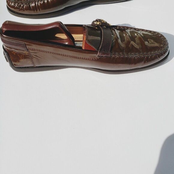 Louis Vuitton Brown Mini Lin Monogram Patent Loafers Size 41 - Picture 5 of 16